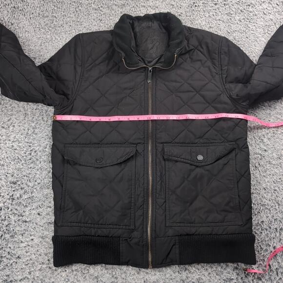 Black Rivet Jacket Men Medium Black Quilted Utility Military Full Zip Pockets - Picture 2 of 6